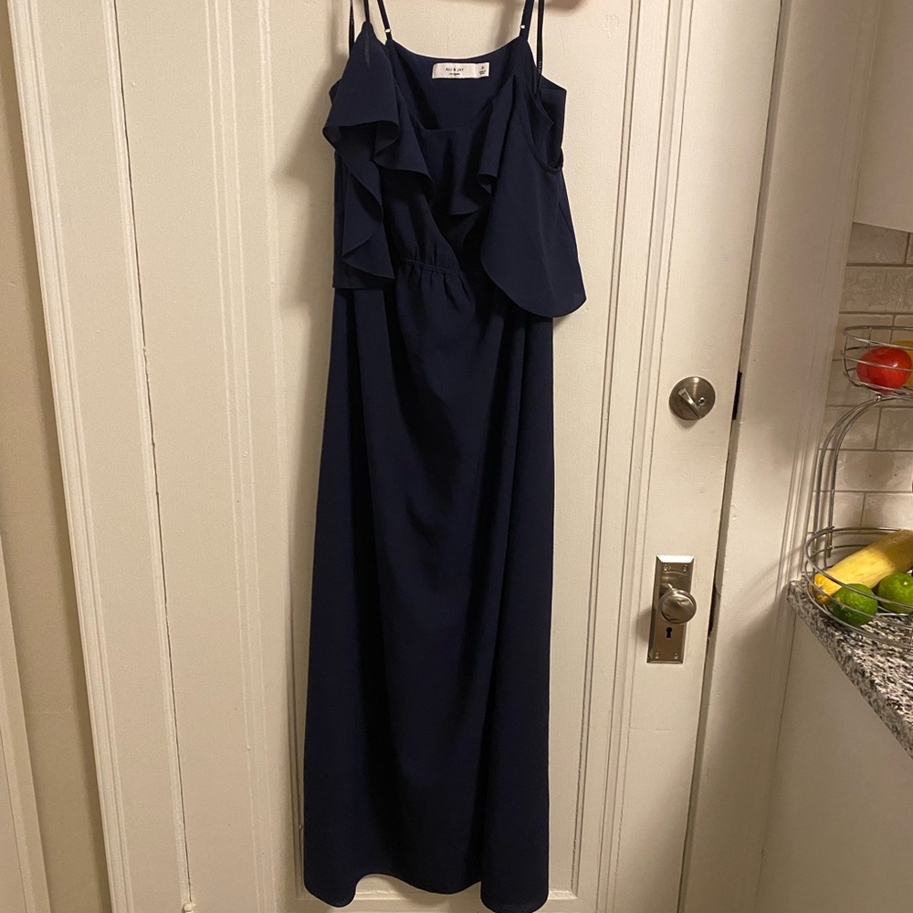 ALI & JAY Midnight Blue Ruffle Maxi Dress